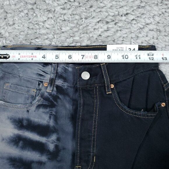 Pacsun Ultra High Rise Slim Jeans Women's Size 24 Two Tone Tie Dye Black Eco - Picture 7 of 10
